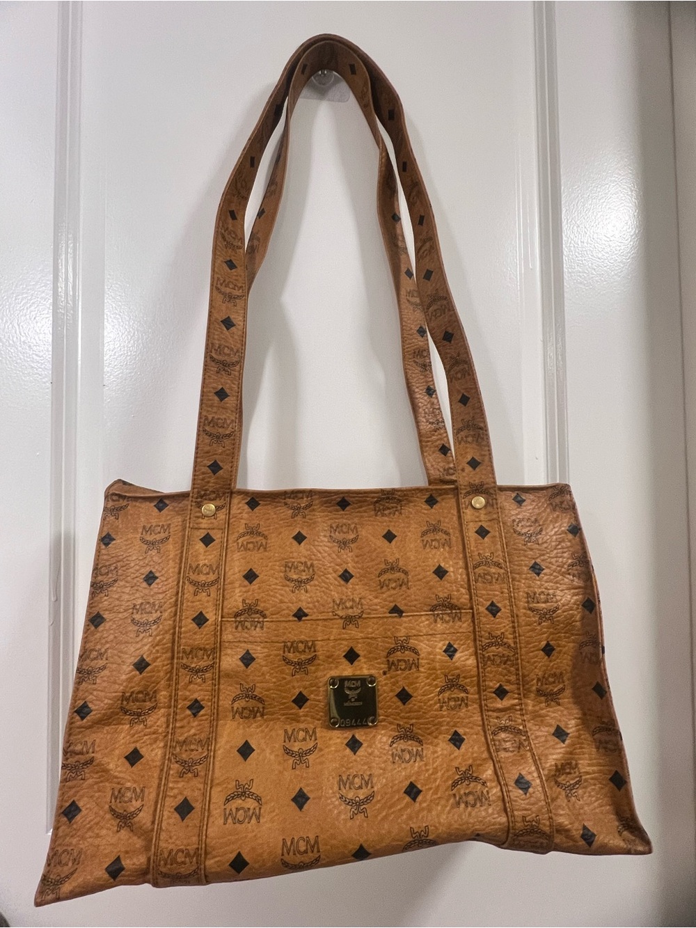 MCM Cognac Brown Visetos Monogram Tote